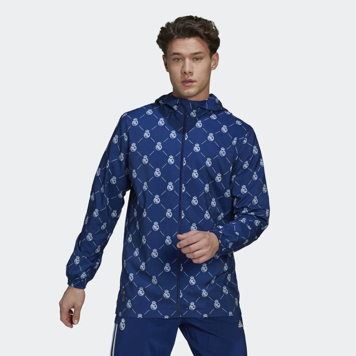 adidas 2022 Real Madrid Windbreaker - Victory Blue (Model - Front)