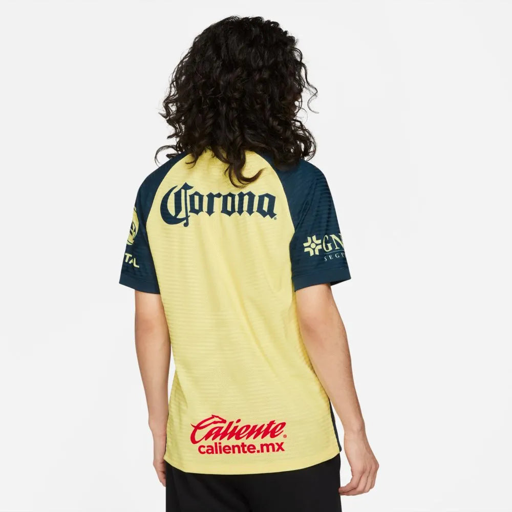 Nike 2021-22 Club America Home ADV Match Jersey - Yellow-Navy (Model - Back)