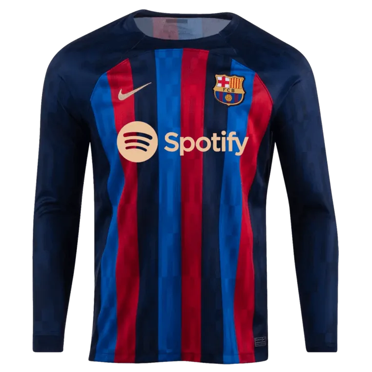 Nike 2022-23 FC Barcelona Home Long-Sleeve Jersey - Obsidian-Sesame  (Front)