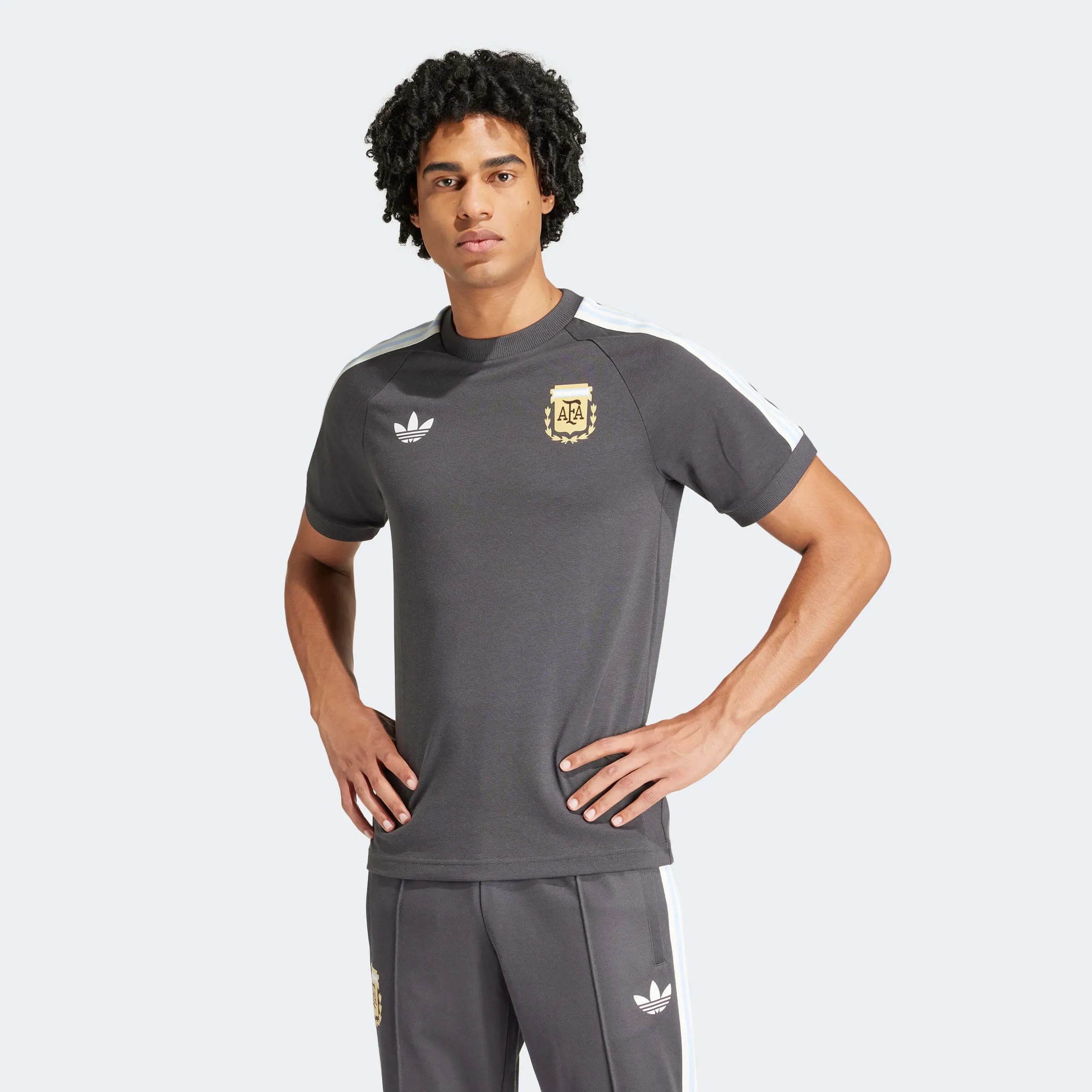 adidas 2023-24 Argentina Men's 3 Strip tee (Model - Front)