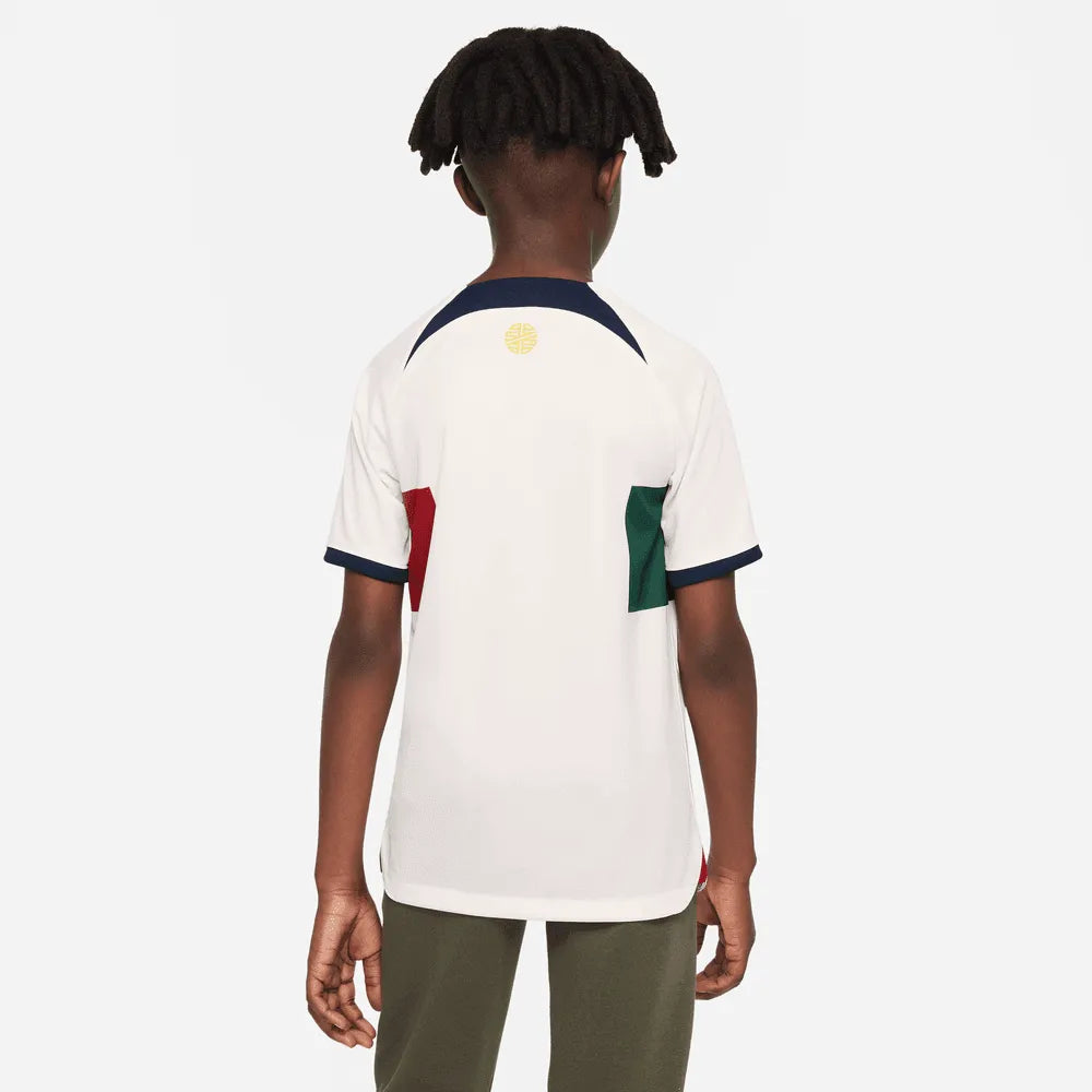 Nike 2022-23 Portugal Youth Away Jersey - White-Red-Green (Model - Back)