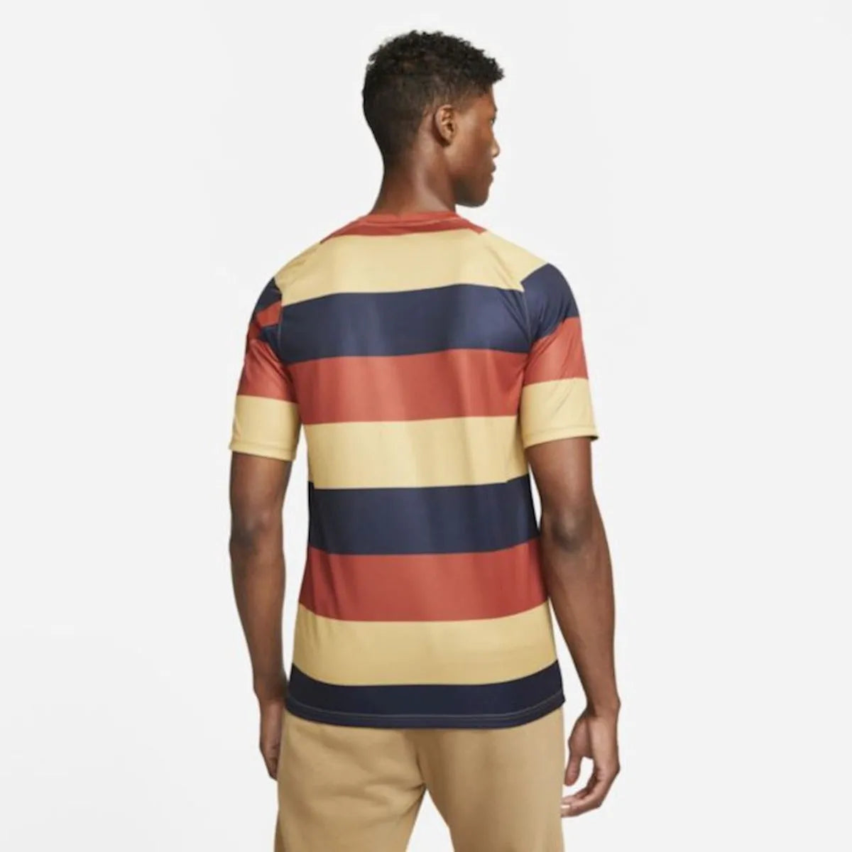 Nike 2021-22 Pumas Pre-Match Jersey - Firewood Orange-Navy-Gold (Model - Back)