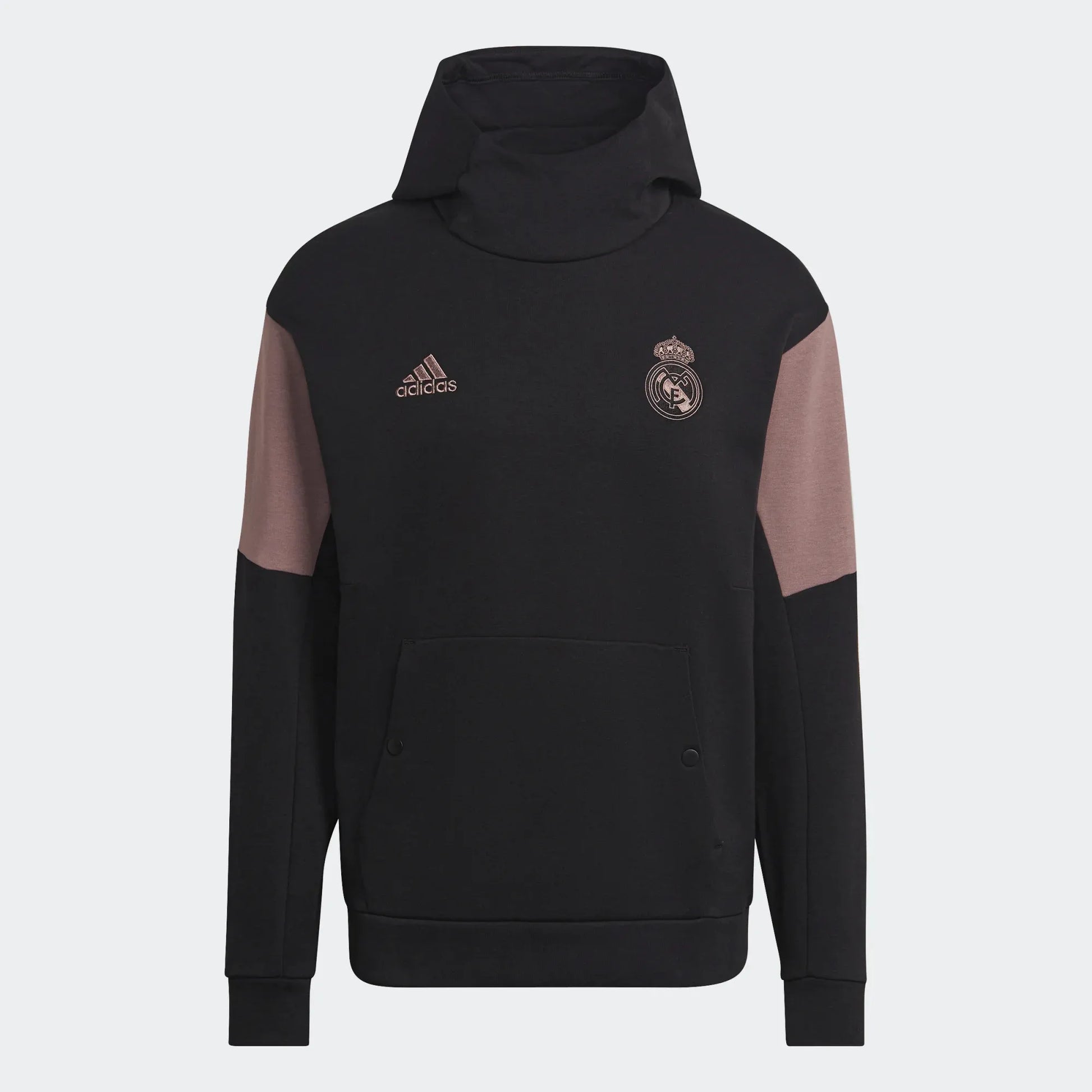adidas 2022-23 Real Madrid Travel Hoodie - Black-Wonder Oxide (Front)