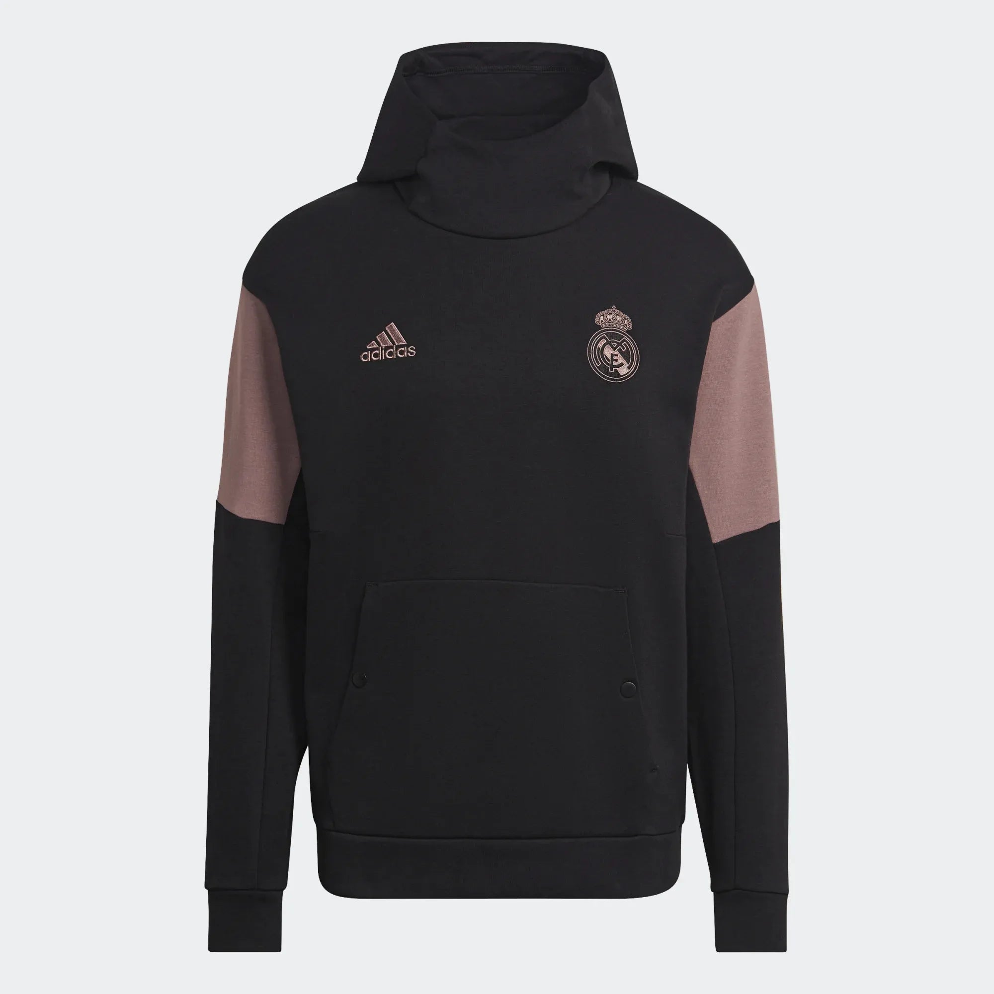 adidas 2022-23 Real Madrid Travel Hoodie - Black-Wonder Oxide (Front)