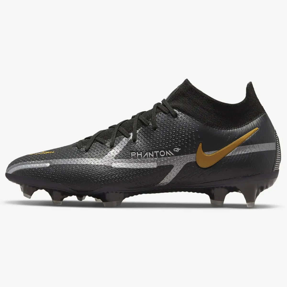 Nike Phantom GT2 Elite DF FG - Black-Dark Grey-Gold (Side 1)