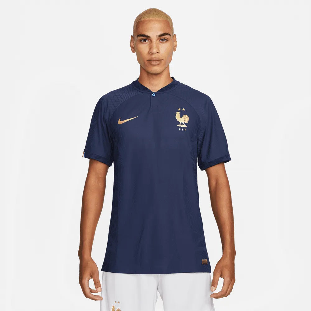 Nike 2022-23 France Home Vapor Match Authentic Jersey Navy-Gold (Model - Front)