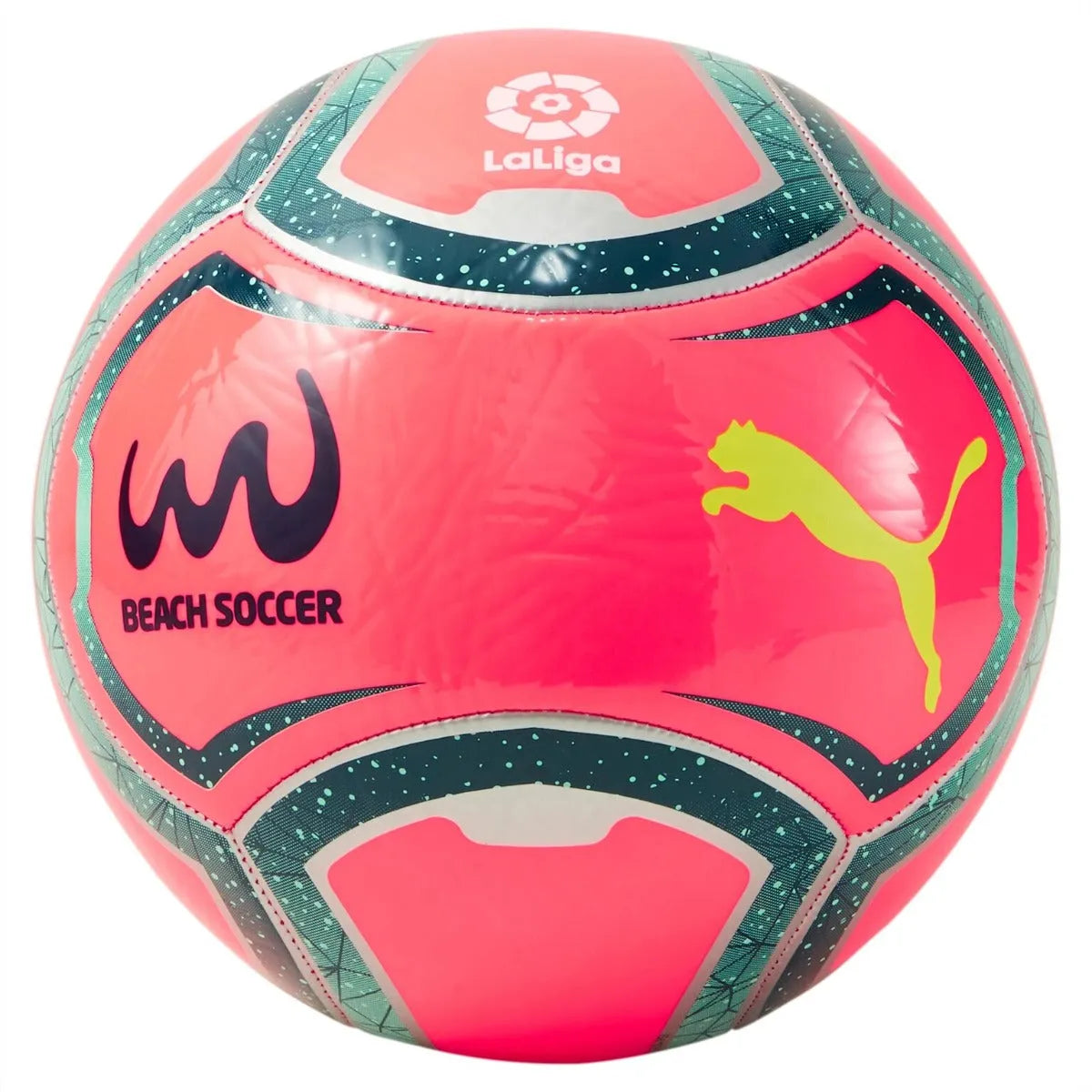 Puma Beach Football Fifa Quality Pro Ball - Pink Alert- Green Glimmer (Front)