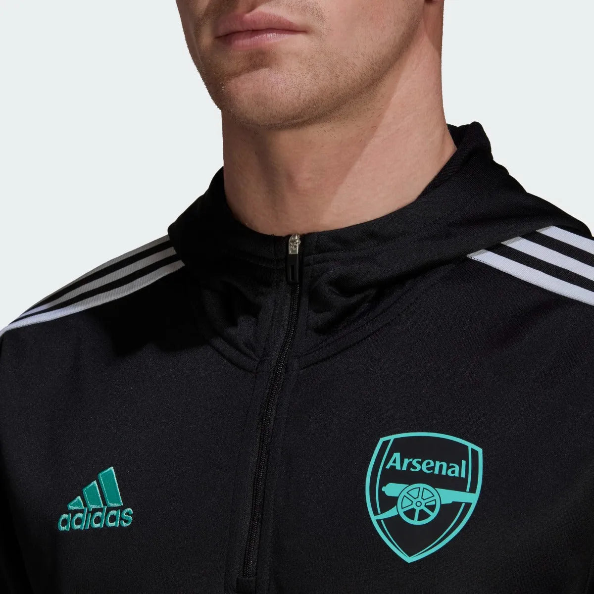 adidas 21-22 Arsenal FC Track Hoodie - Black (Detail 1)