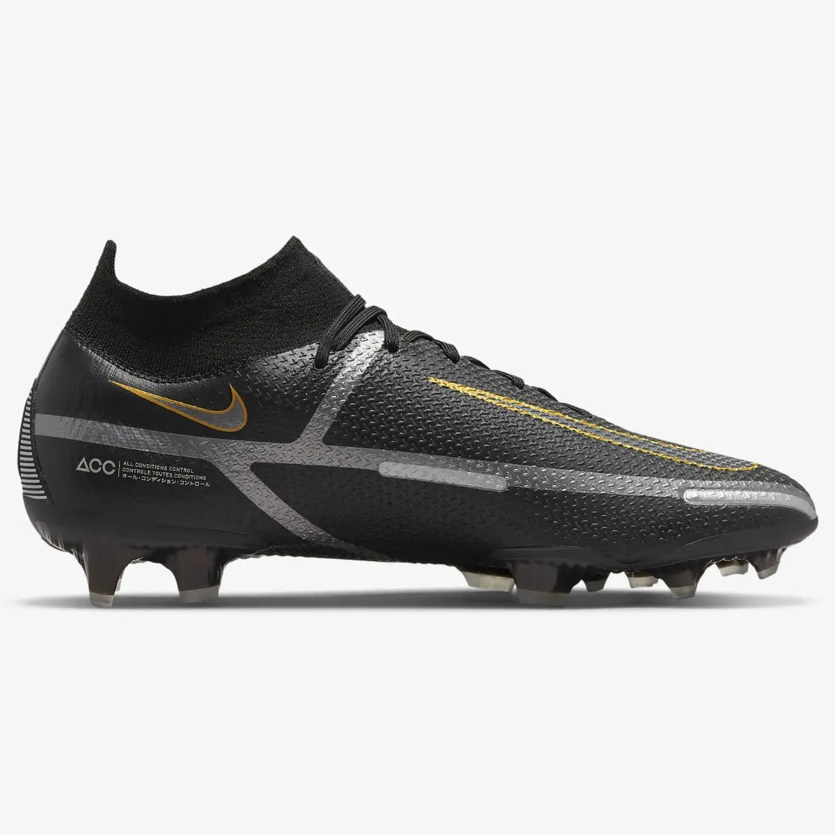 Nike Phantom GT2 Elite DF FG - Black-Dark Grey-Gold (Side 2)