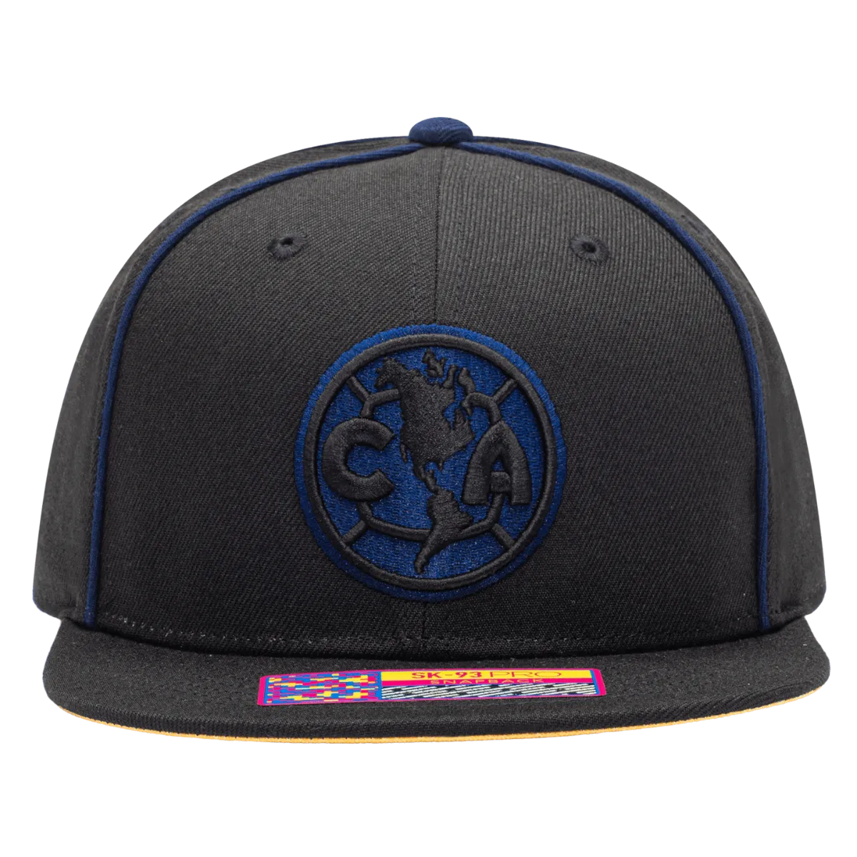 FI Collection Club America Cali Night Snapback Hat - Black-Blue (Front)