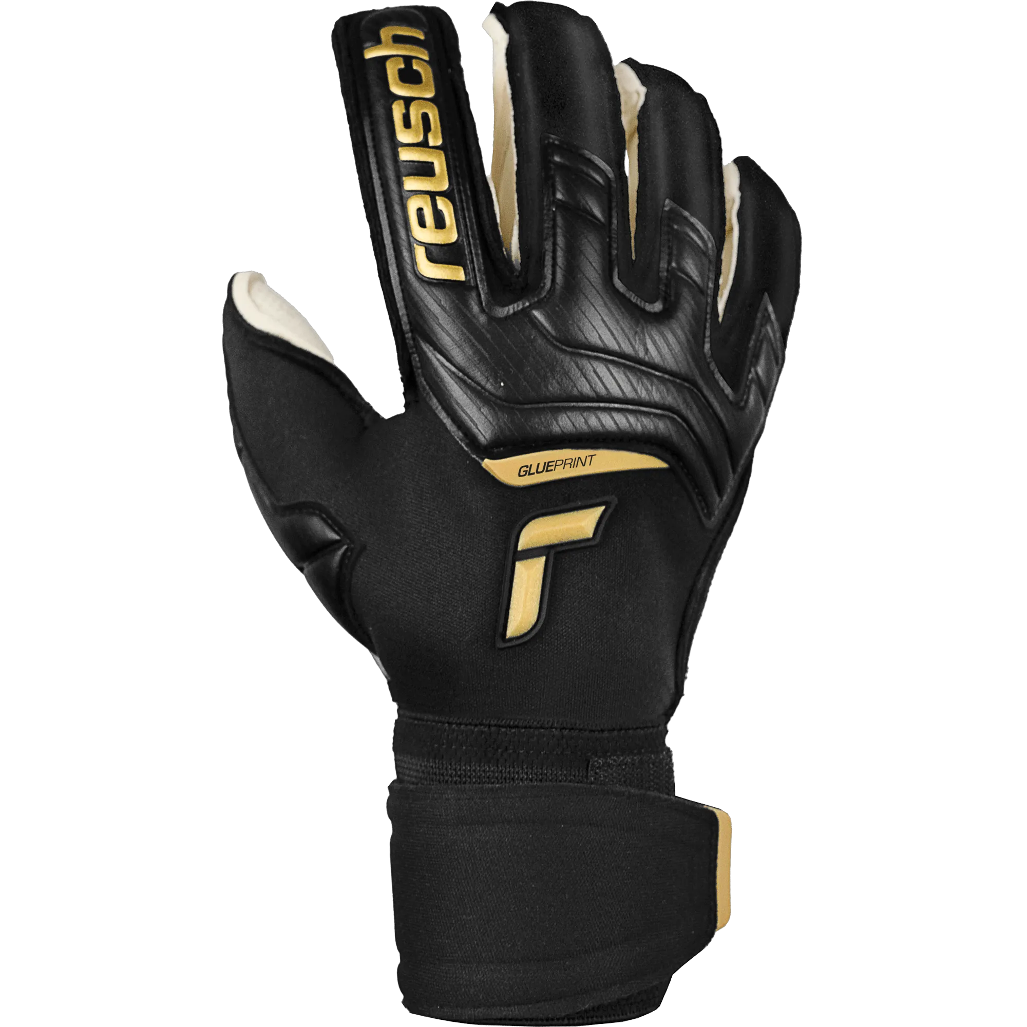 Reusch Attrakt Gold X Glueprint EC Goalkeeper Gloves - Black-Gold (Single - Outer)