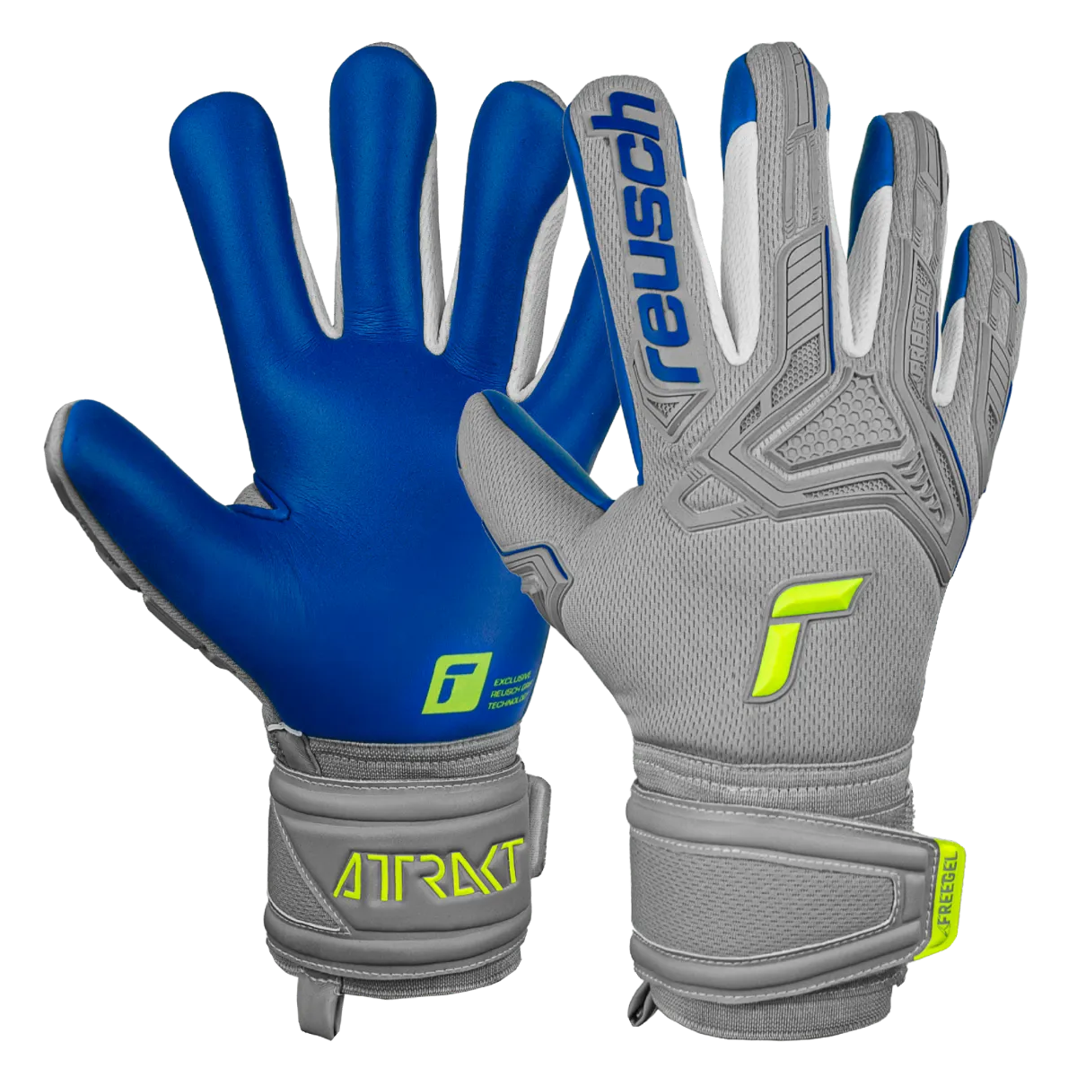 Reusch Attrakt Freegel Silver Finger Support - Grey-Yellow-Blue (Pair)