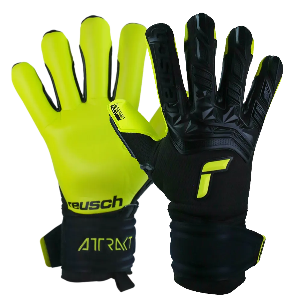 Reusch Freegel Gold Finger Support Goalkeeper Gloves - Black-Lime Green (Set)