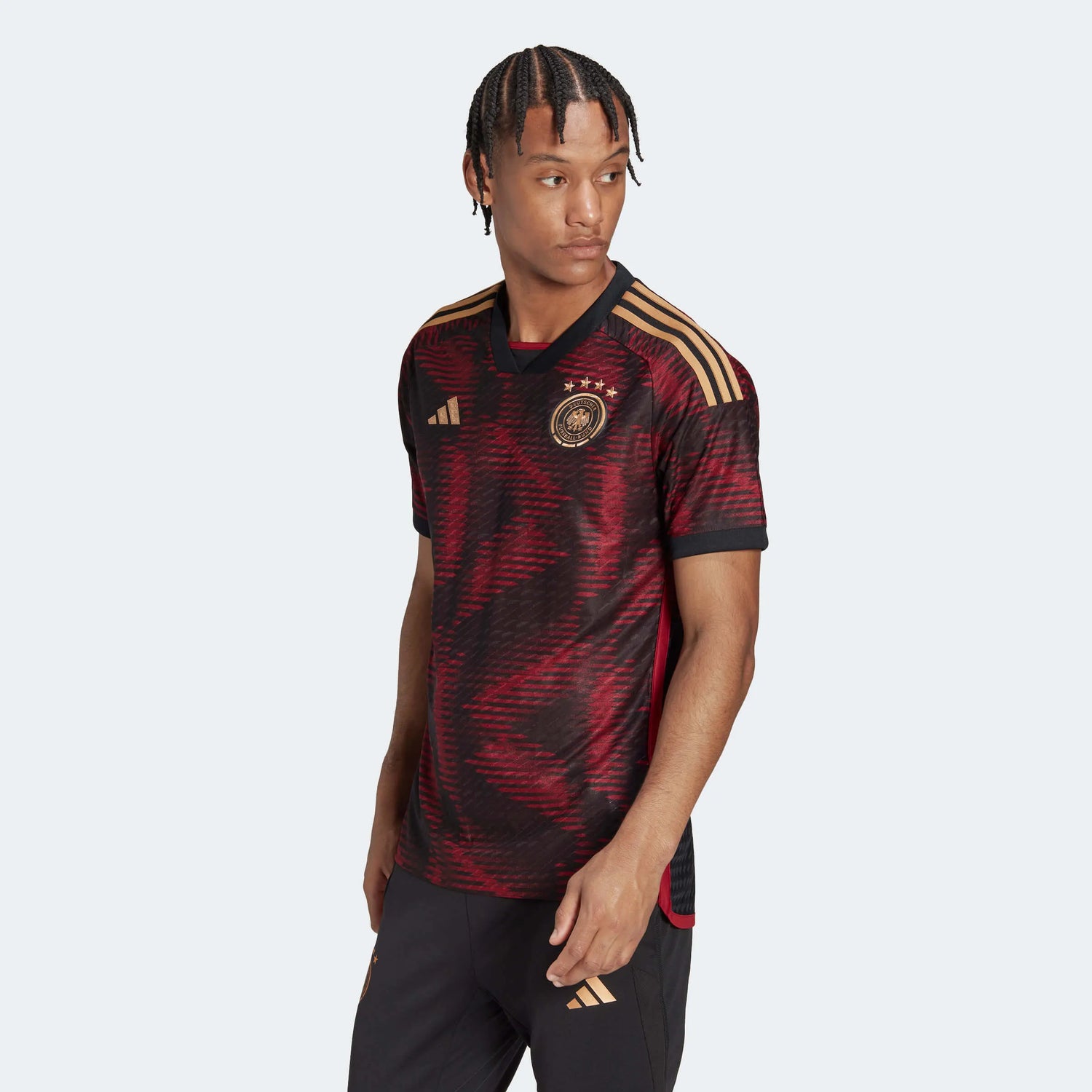 adidas 2022-23 Germany Away Authentic Jersey Black (Model - Front)