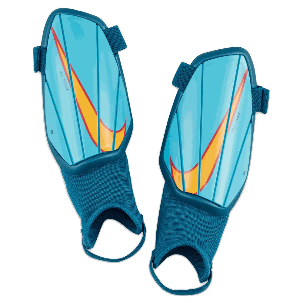 Nike Charge Youth Shin Guards - Chlorine Blue-Laser Orange (Set)