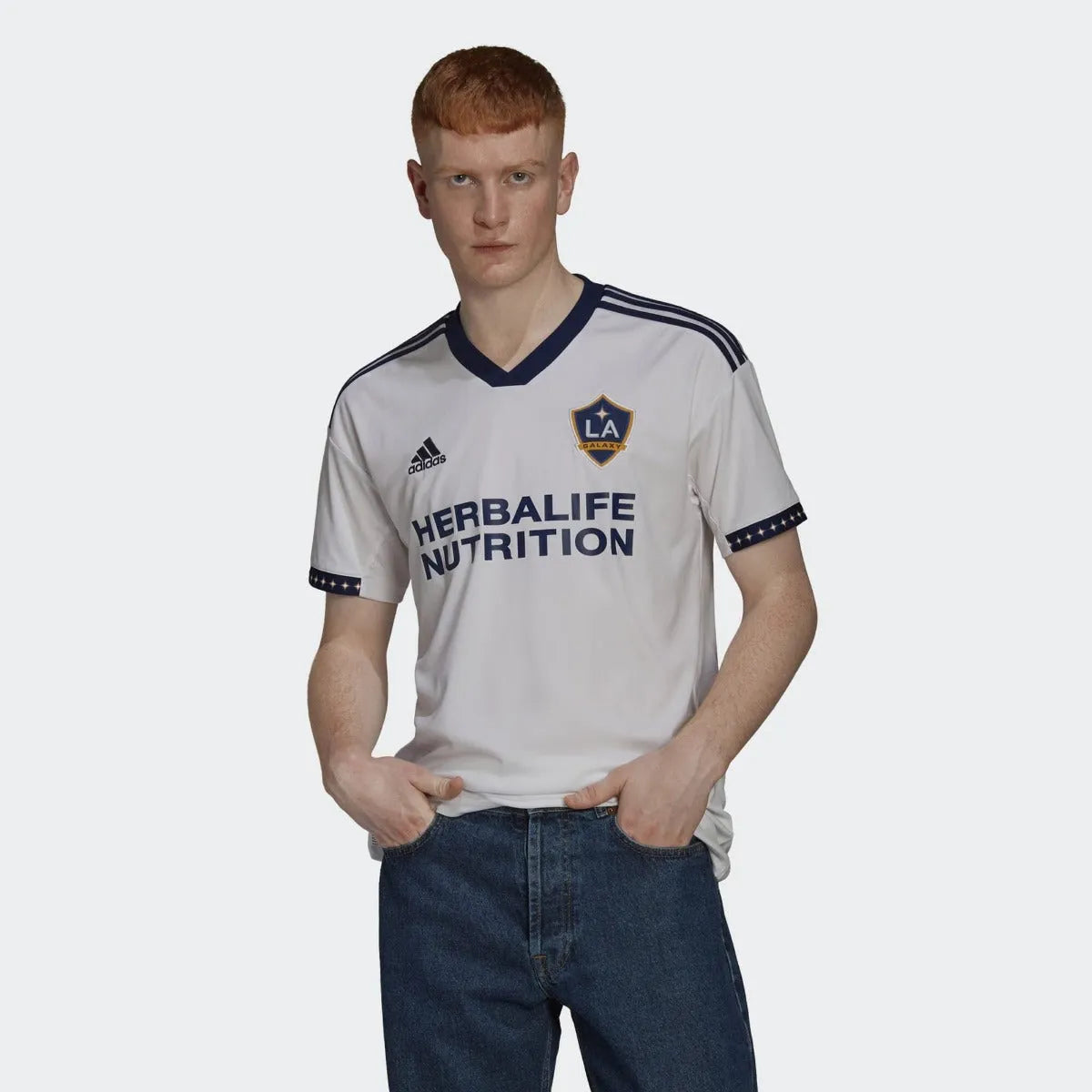 adidas 2022-23 LA Galaxy Home Jersey - White-Navy (Model - Front)