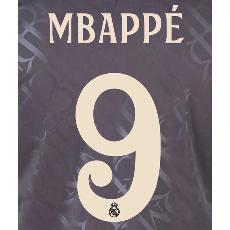 Real Madrid 2024/25 Third MBAPPE #9 Youth Official Name Set (CL Version) (Back)