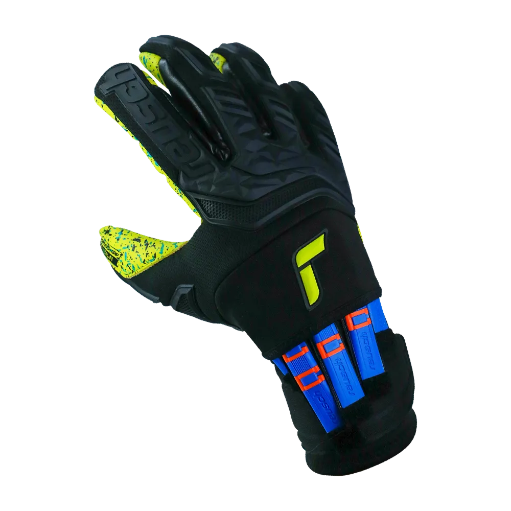Reusch Attrakt Freegel Fusion Ortho-Tec Goaliator GK Gloves - Black-Lime Green (Single - Outer)