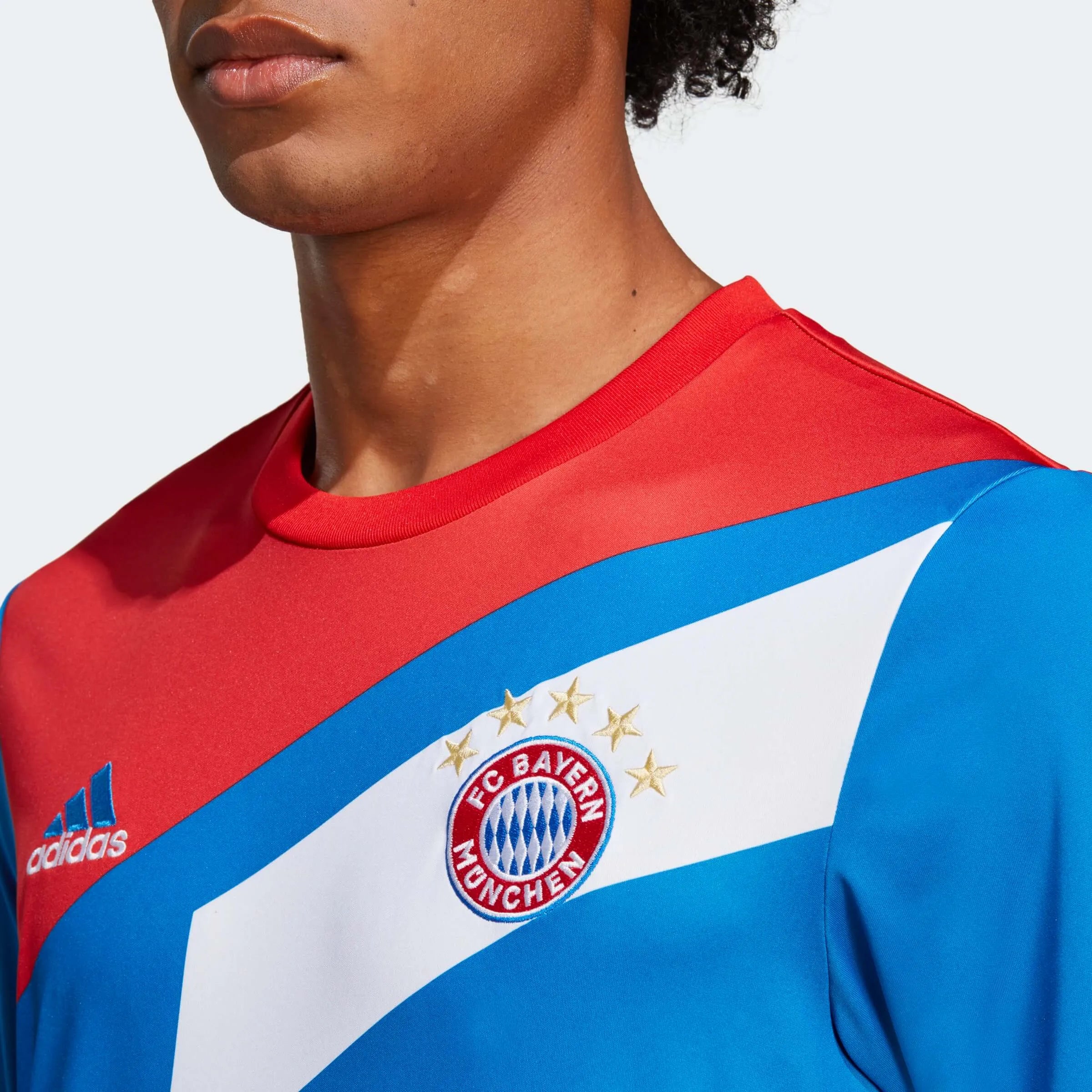 adidas 2023 FC Bayern Munich Pre-Match Jersey - Red-Bright Royal (Detail 1)