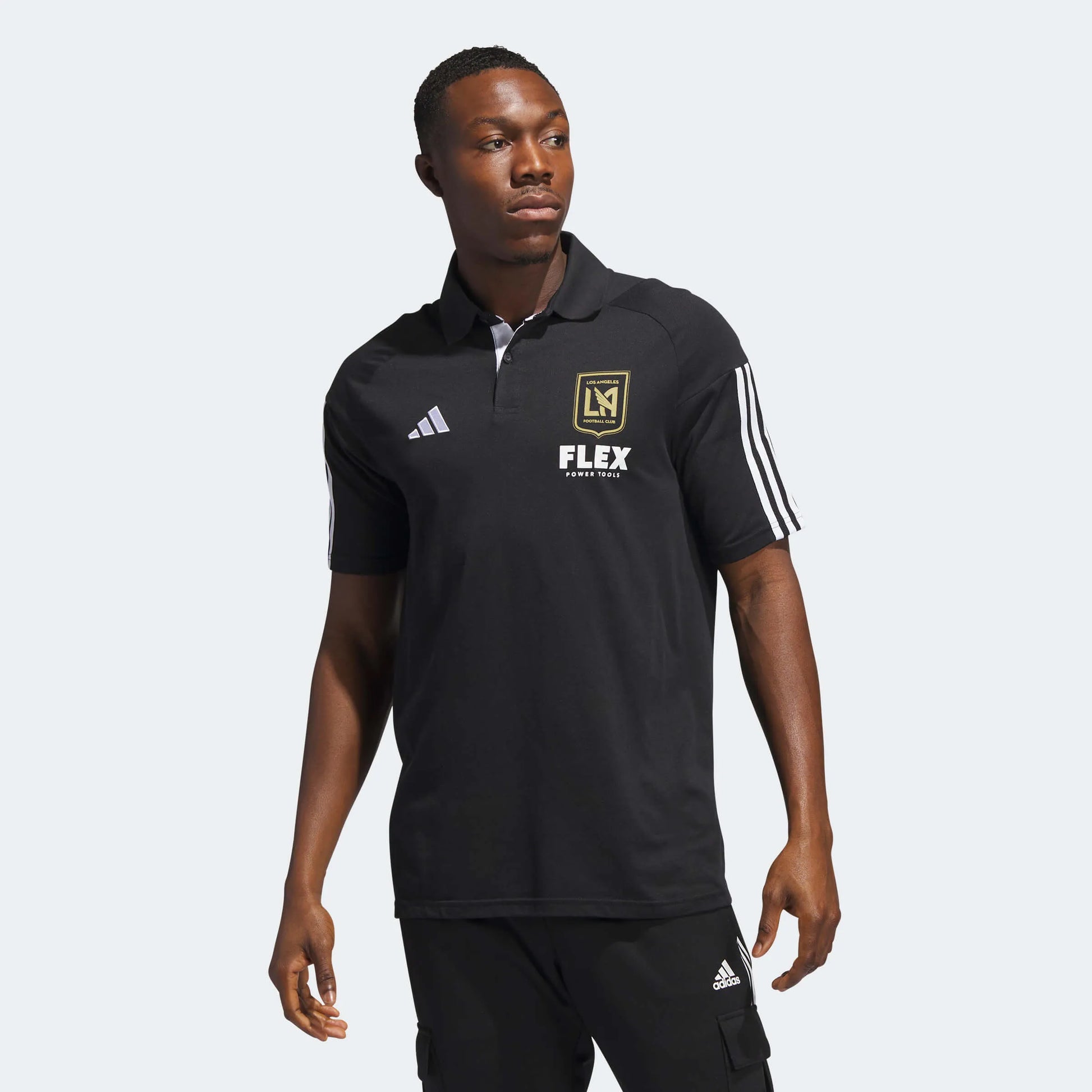 adidas 2023 LAFC Tiro 23 Polo - Black-White (Model - Front)