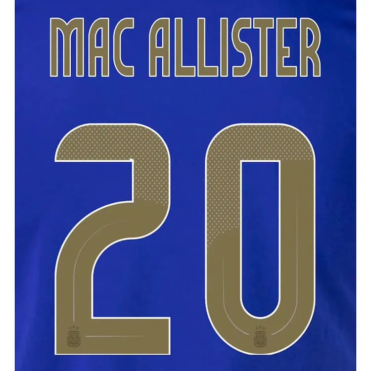 Argentina 2024/25 Away Mac Allister #20 Jersey Name Set
