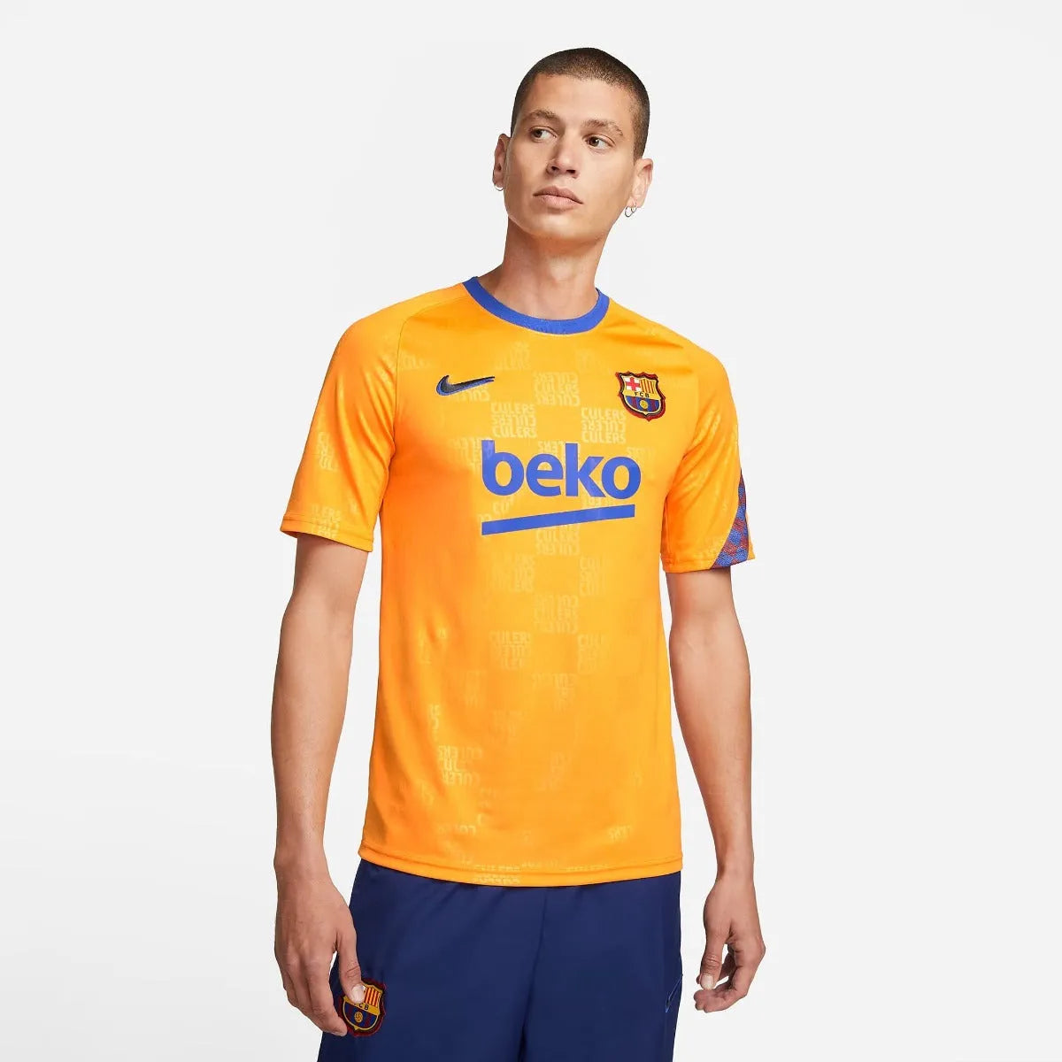Nike 2022 FC Barcelona NK DF Top SS PM - Vivid Orange (Model - Front)