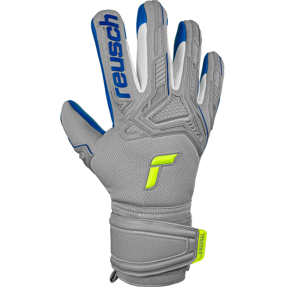 Reusch Attrakt Freegel Silver Finger Support - Grey-Yellow-Blue (Single - Outer)