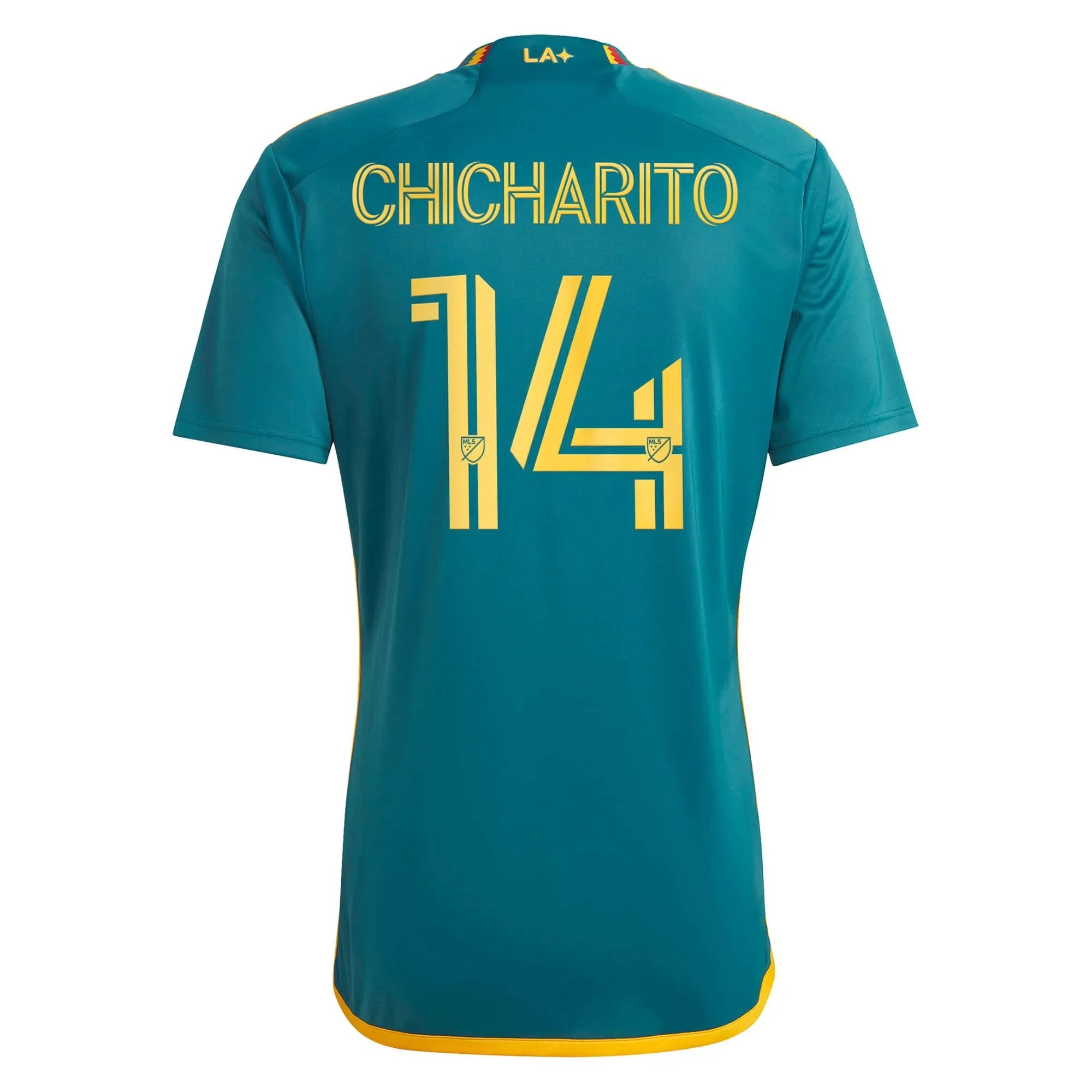 adidas 2023-25 LA Galaxy Youth Away Jersey - Mystery Green-Team Gold