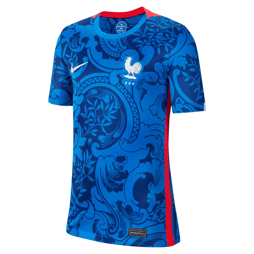 Nike France Home EC22 Youth Jersey Cobalt-Red-White (Front)