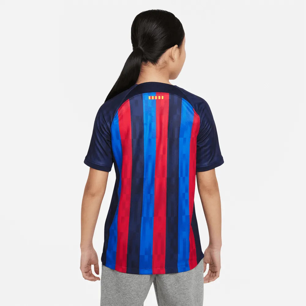 Nike 22-23 FC Barcelona Youth Home Jersey - Obsidian-Sesame (Model - Back)