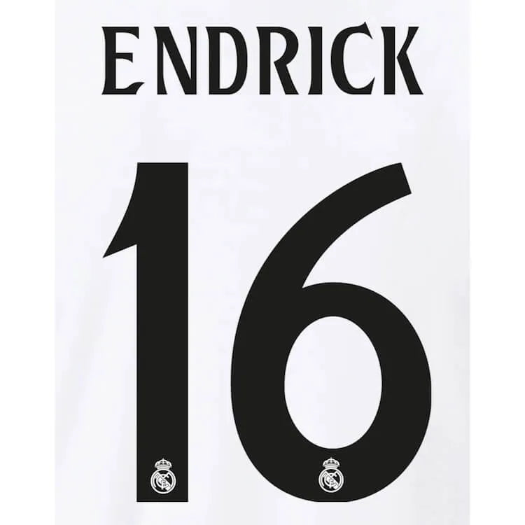 Real Madrid 2024/25 Home ENDRICK #9 Youth Official Name Set (Back)