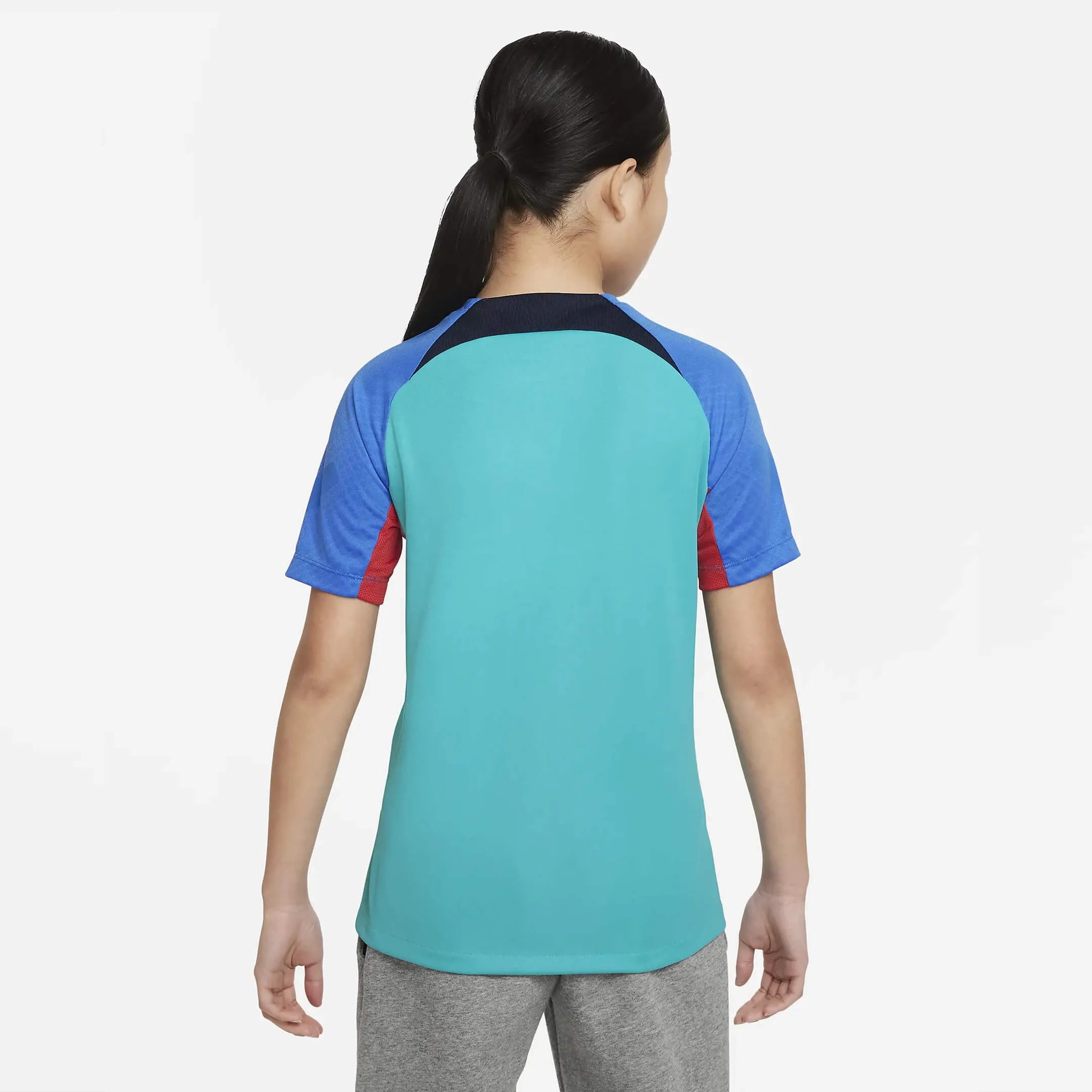 Nike 2022 FC Barcelona Youth DF Strike Top - Aqua-Blue-Obsidian (Model - Back)