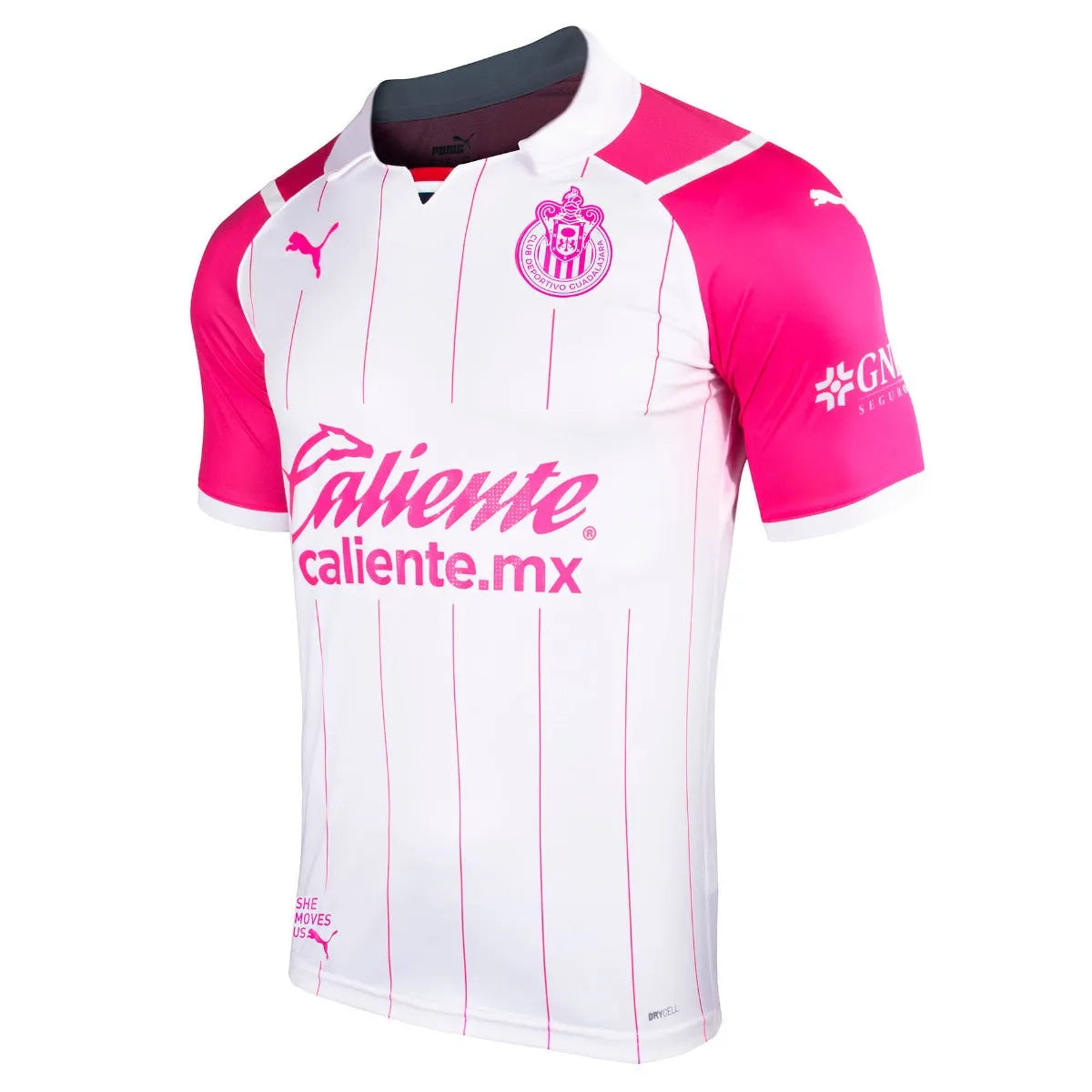 Puma Chivas 2021-22 Authentic Breast Cancer Awareness Jersey White-Pink (Front)