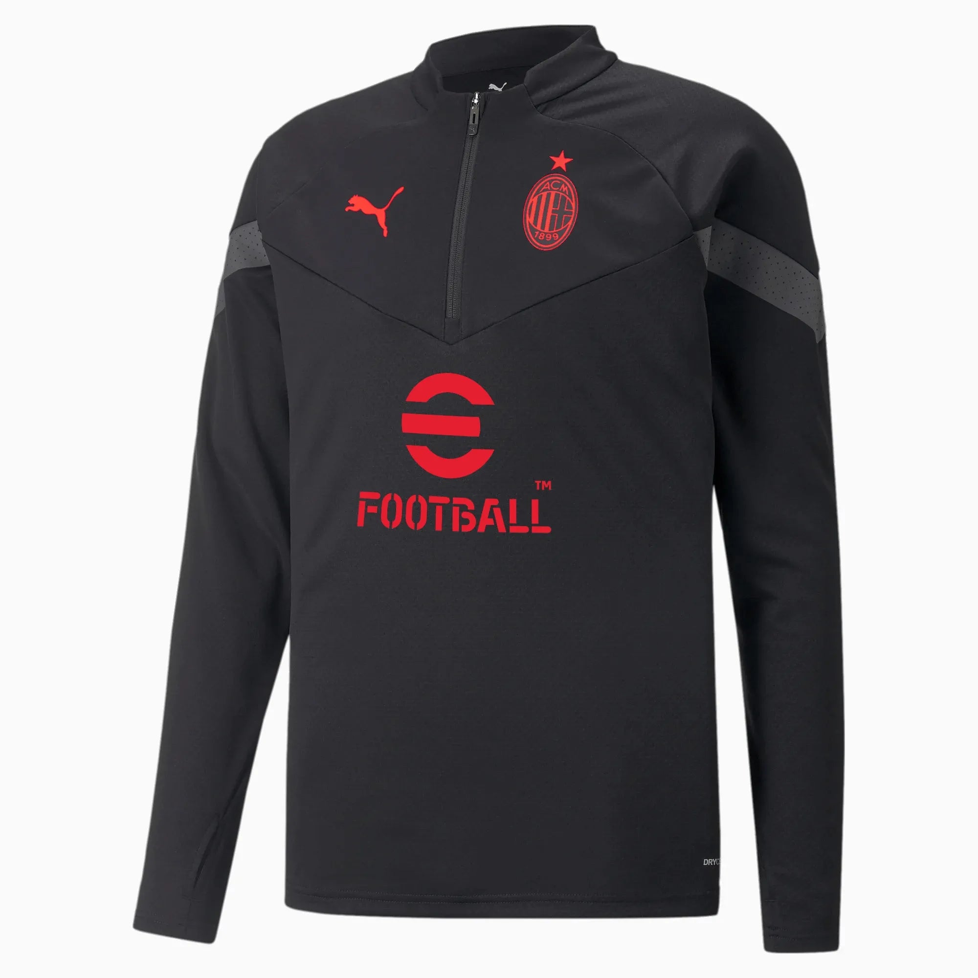 Puma 2022-23 AC Milan Quarter Zip Training Top - Black-Red (Front)