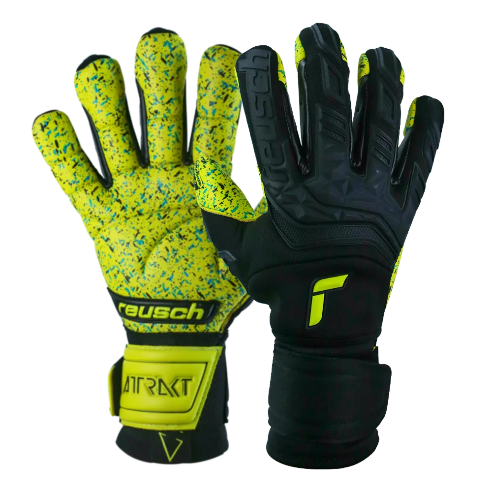 Reusch Attrakt Freegel Fusion Ortho-Tec Goaliator GK Gloves - Black-Lime Green (Set)