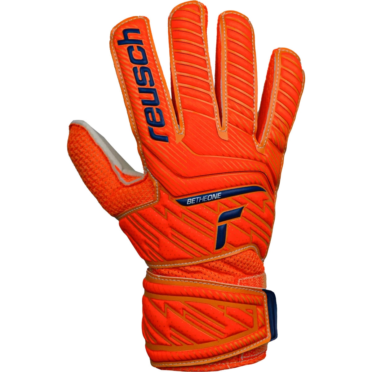 Reusch JR Attrakt Solid Goalkeeper Gloves - Orange-Blue (Single - Outer)