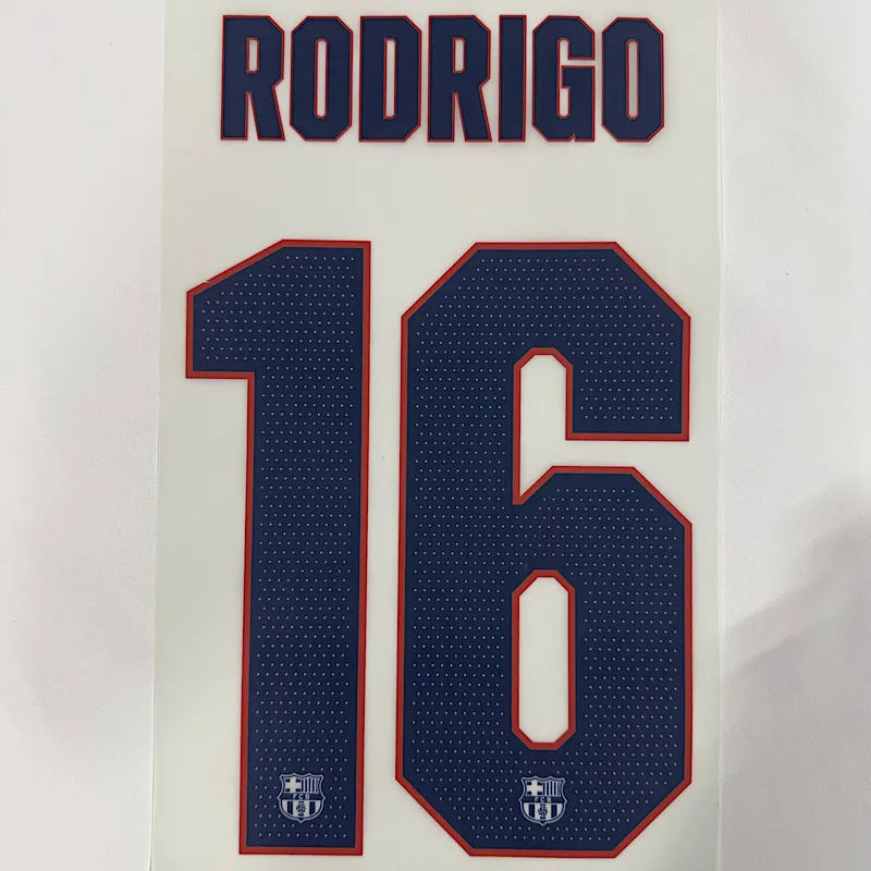 Barcelona 2026/27 Third Rodrigo #16 Official Name Set (UCL Version)