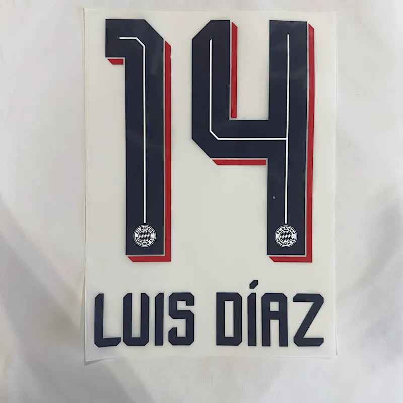 Bayern Munich 2026/27 Away Luis Diaz #14 Official Name Set