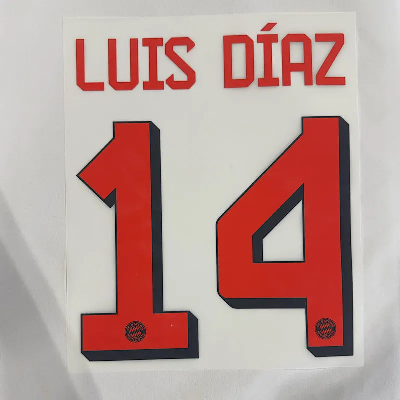 Bayern Munich 2026/27 Third LUIZ DIAZ #14 Official Name Set (CL Version)