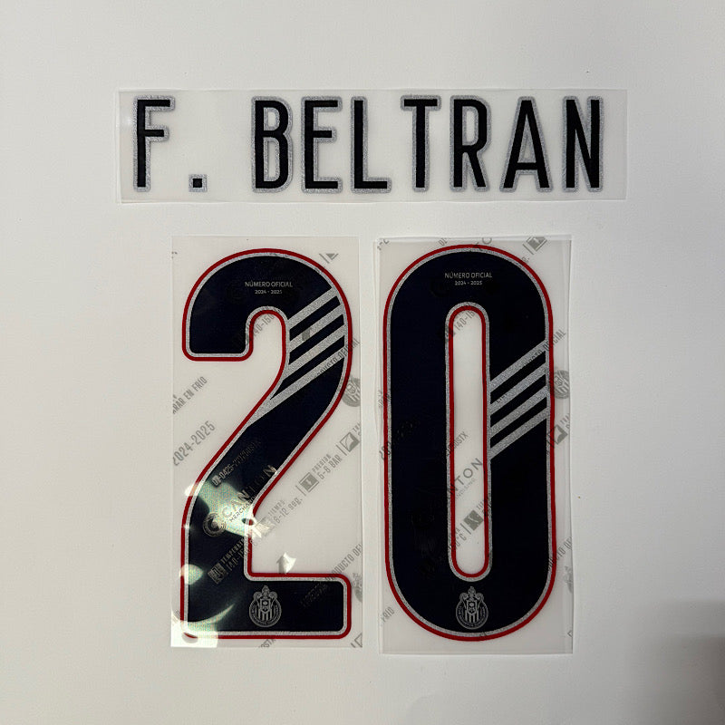 Chivas 2024-25 Home F. BELTRAN #20 Official Name Set