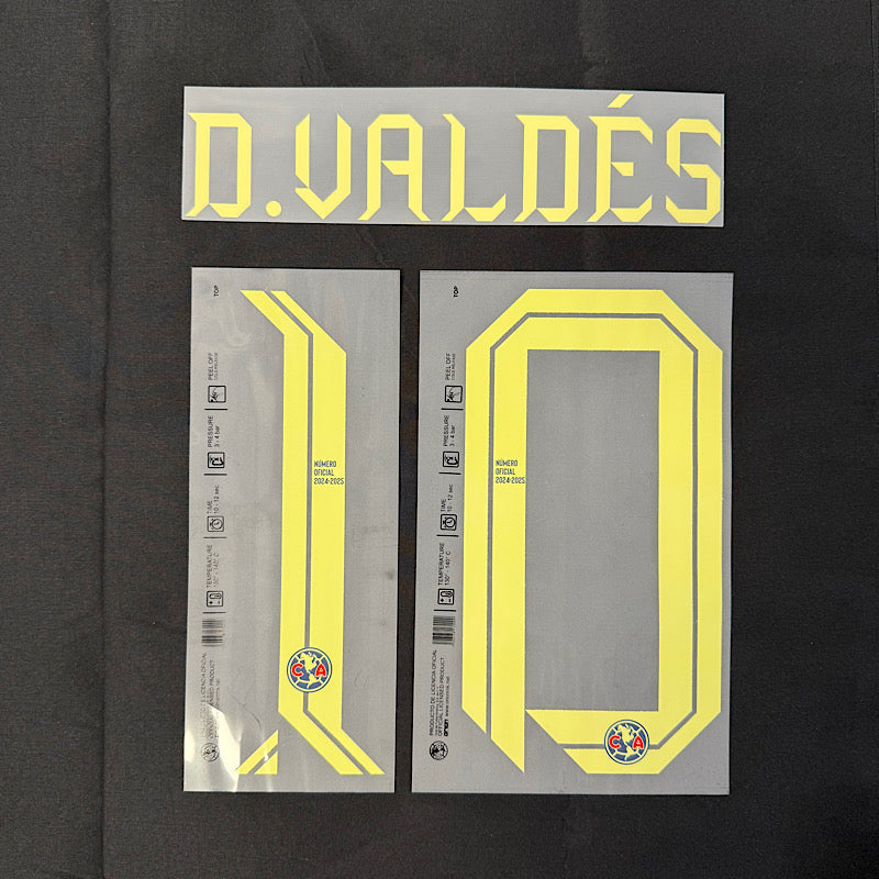 Club America 2024-25 Away D. VALDES #10 Official Name Set
