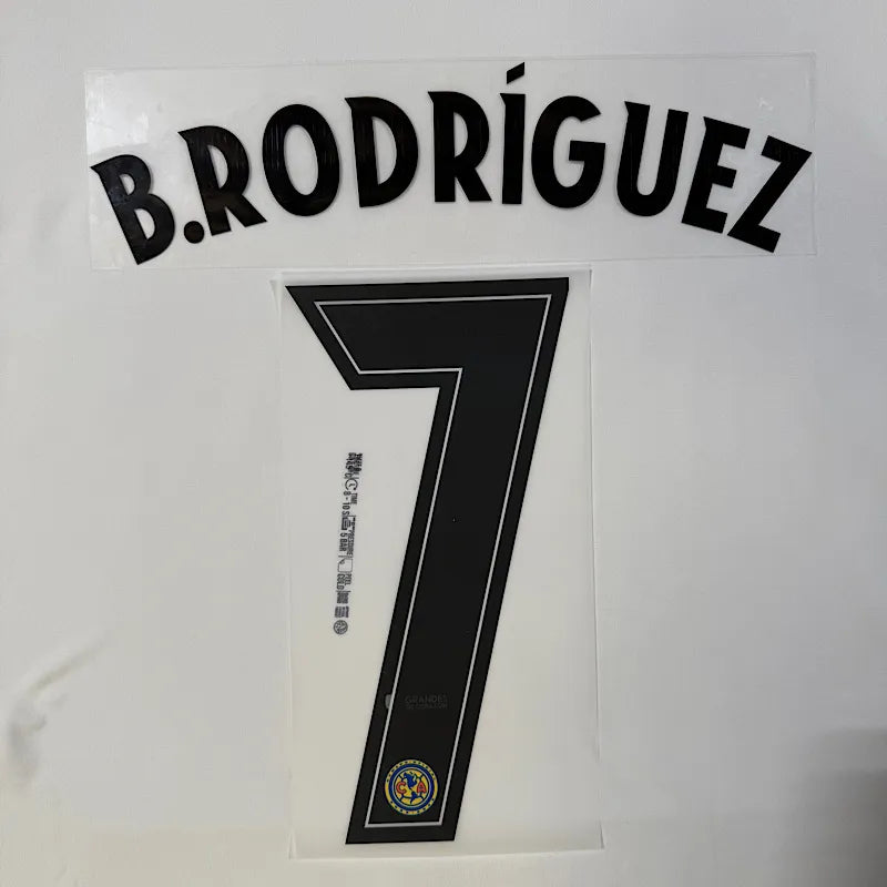 Club America 2025-26 Home B. RODRIGUEZ #7 Official Name Set