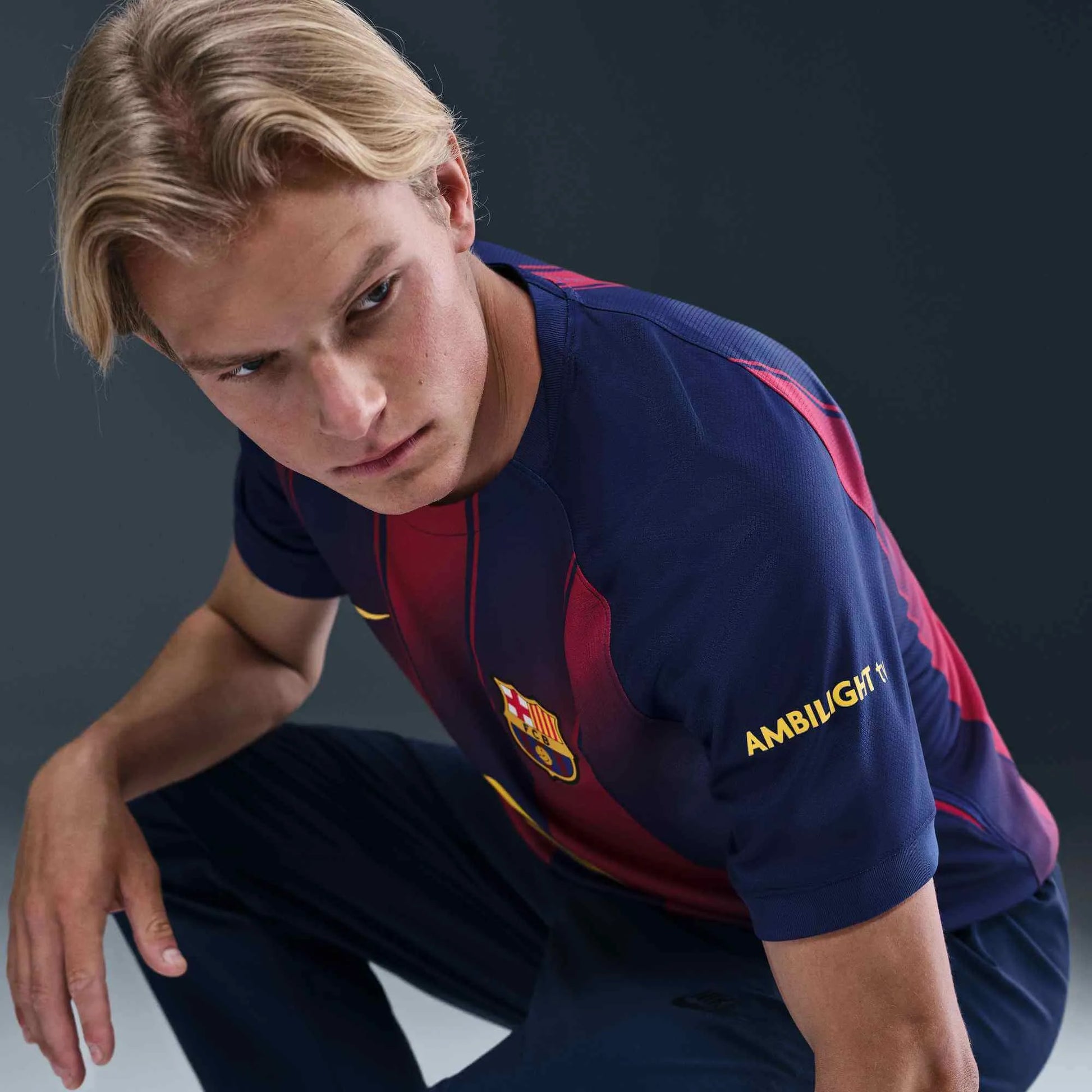 Nike 2025-26 Barcelona Men's Stadium Home Soccer Jersey (Detail 3)