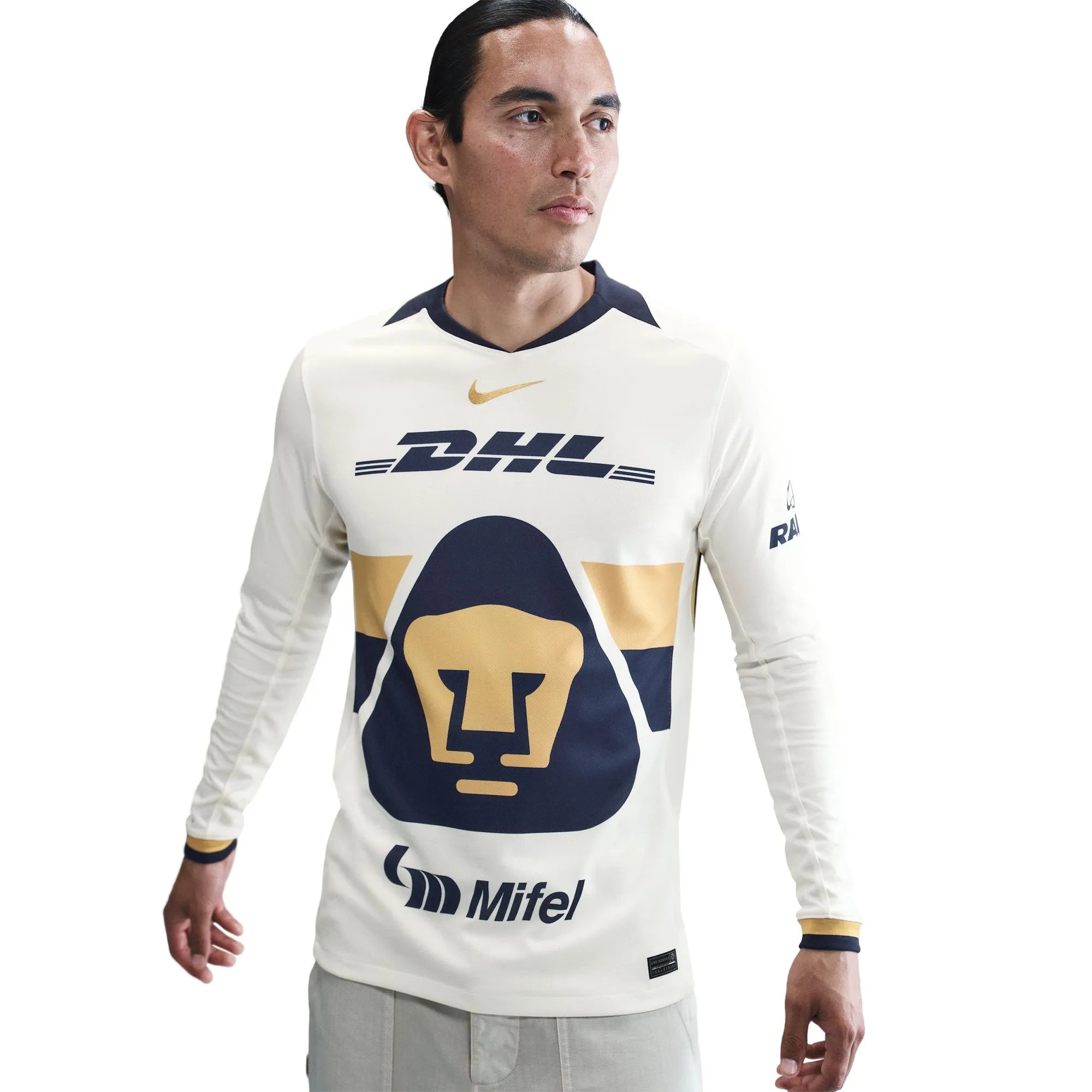 Nike 2025-26 Pumas Men's Stadium Home Long-Sleeve Soccer Jersey (Front)