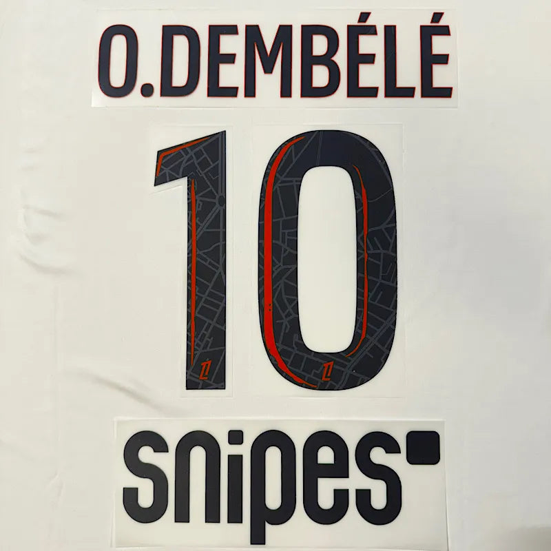 PSG 2025/26 Away O. DEMBELE #10 Jersey Name Set