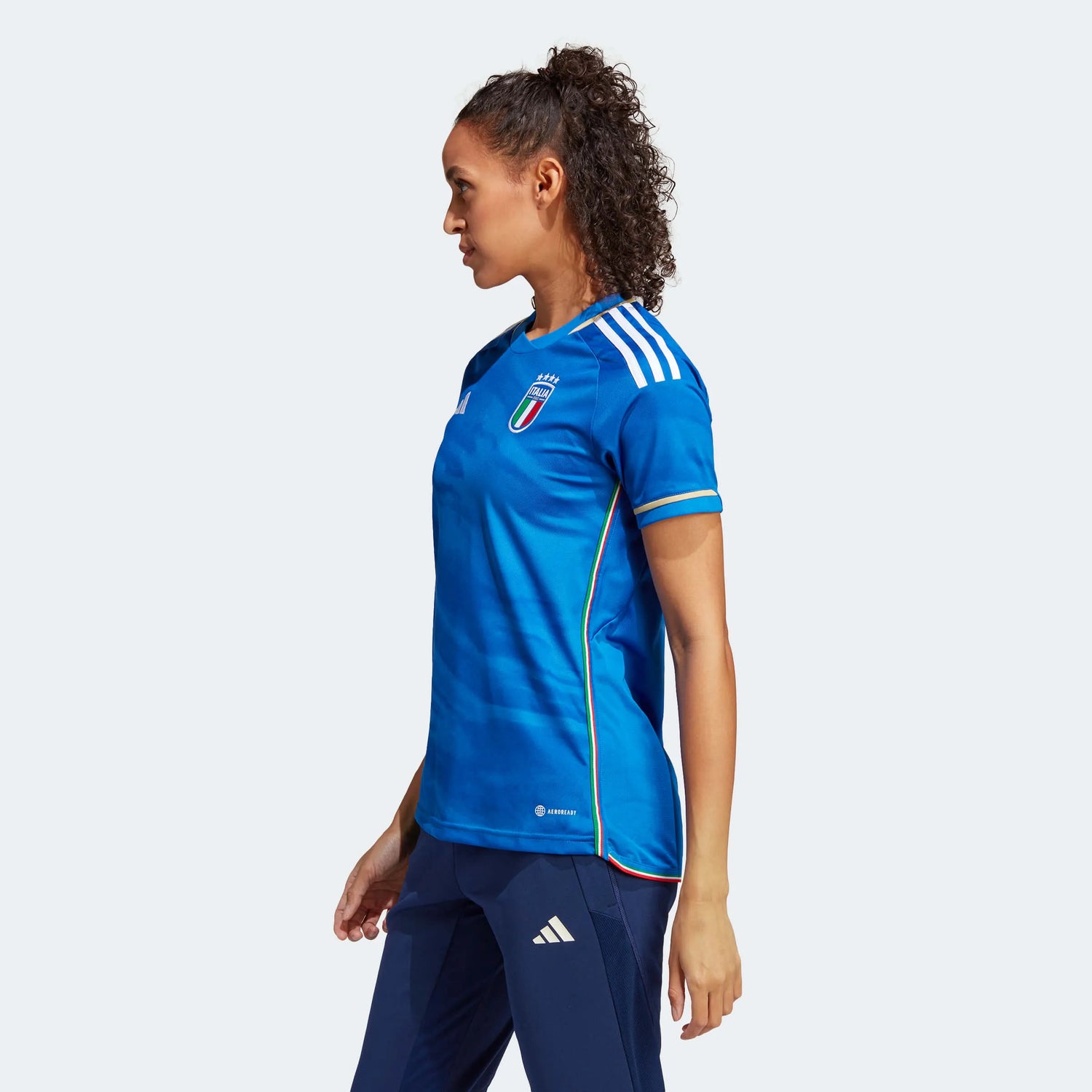 adidas 2023 Italy Women's Home Jersey - Blue (Model - Side)