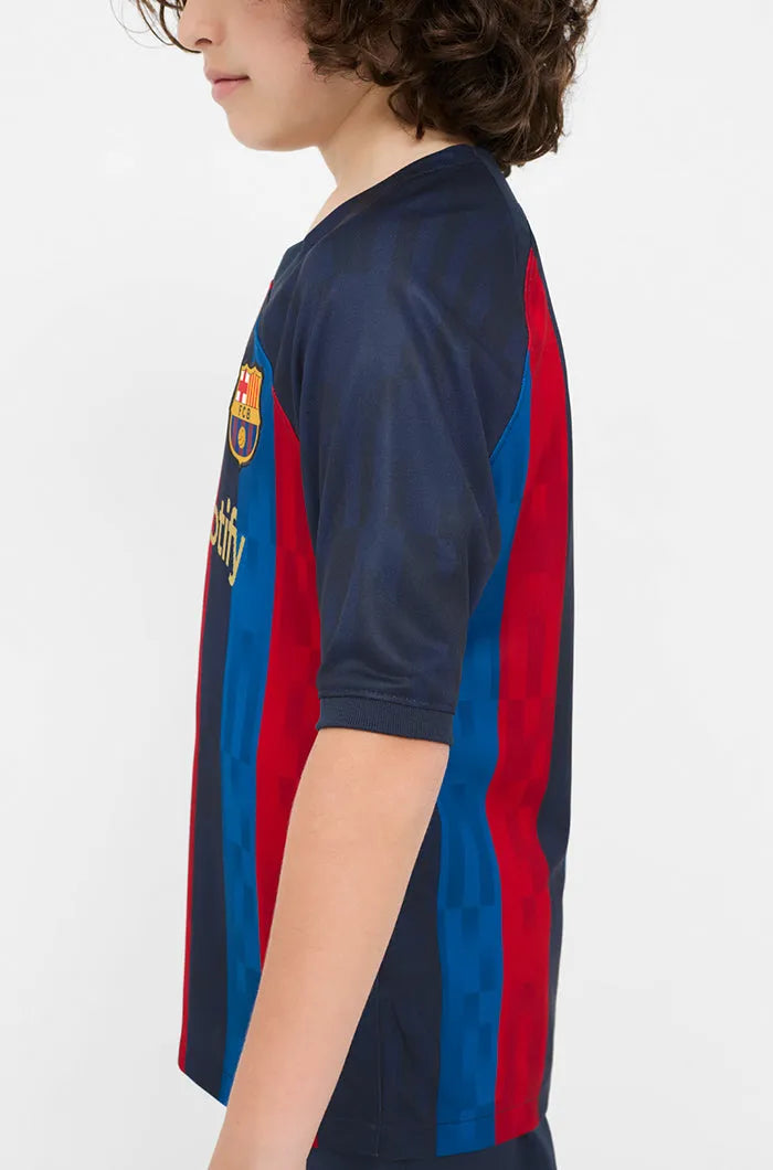 Nike 22-23 FC Barcelona Youth Home Jersey - Obsidian-Sesame (Side 1)