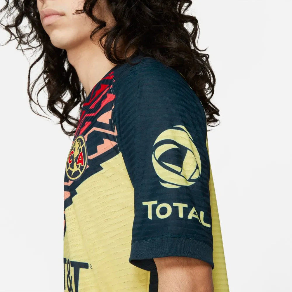 Nike 2021-22 Club America Home ADV Match Jersey - Yellow-Navy (Detail 2)