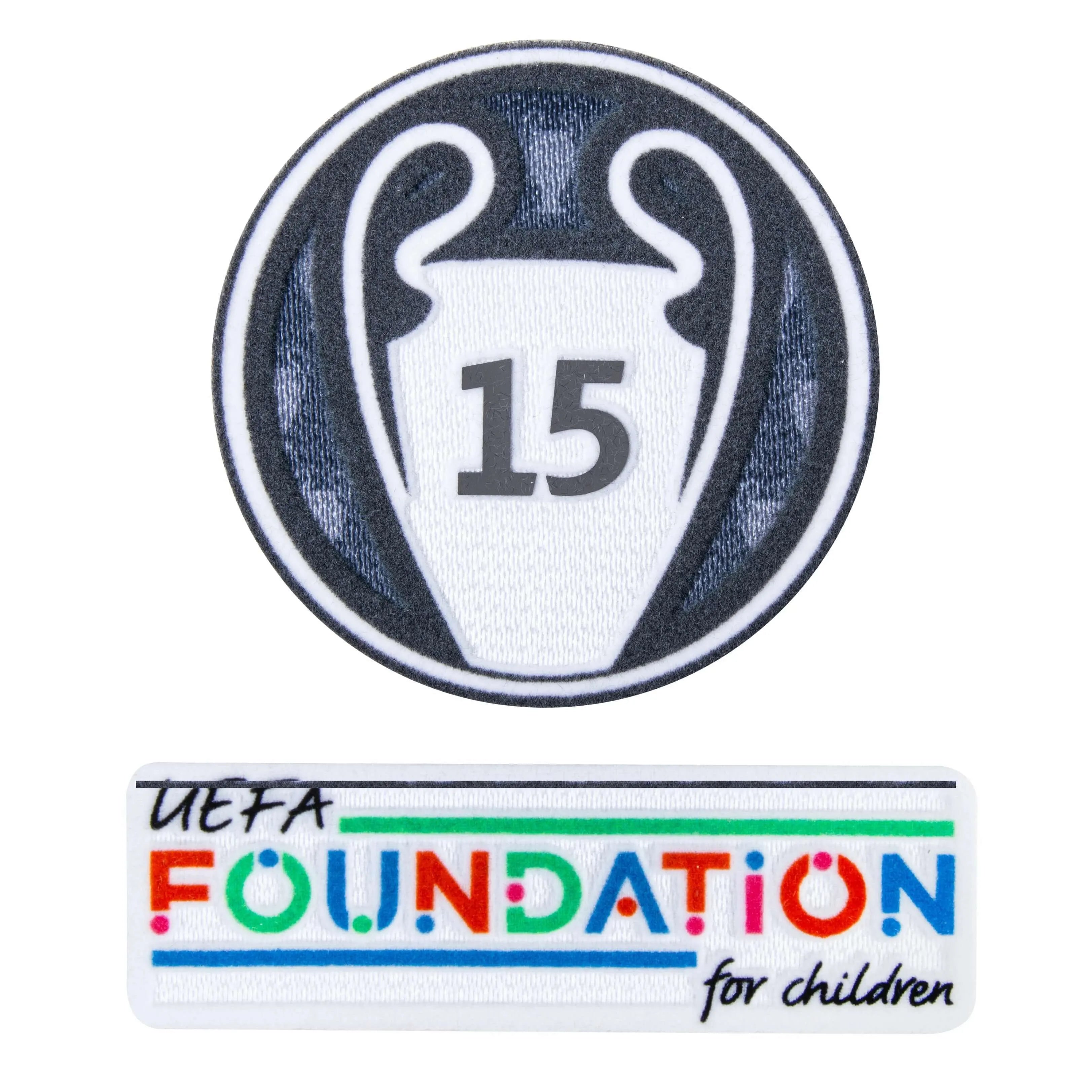 UEFA 2024 Real Madrid Champion League Trophy 15 Times Winner Patch Set Youth (Foundation Patch Included).jpg