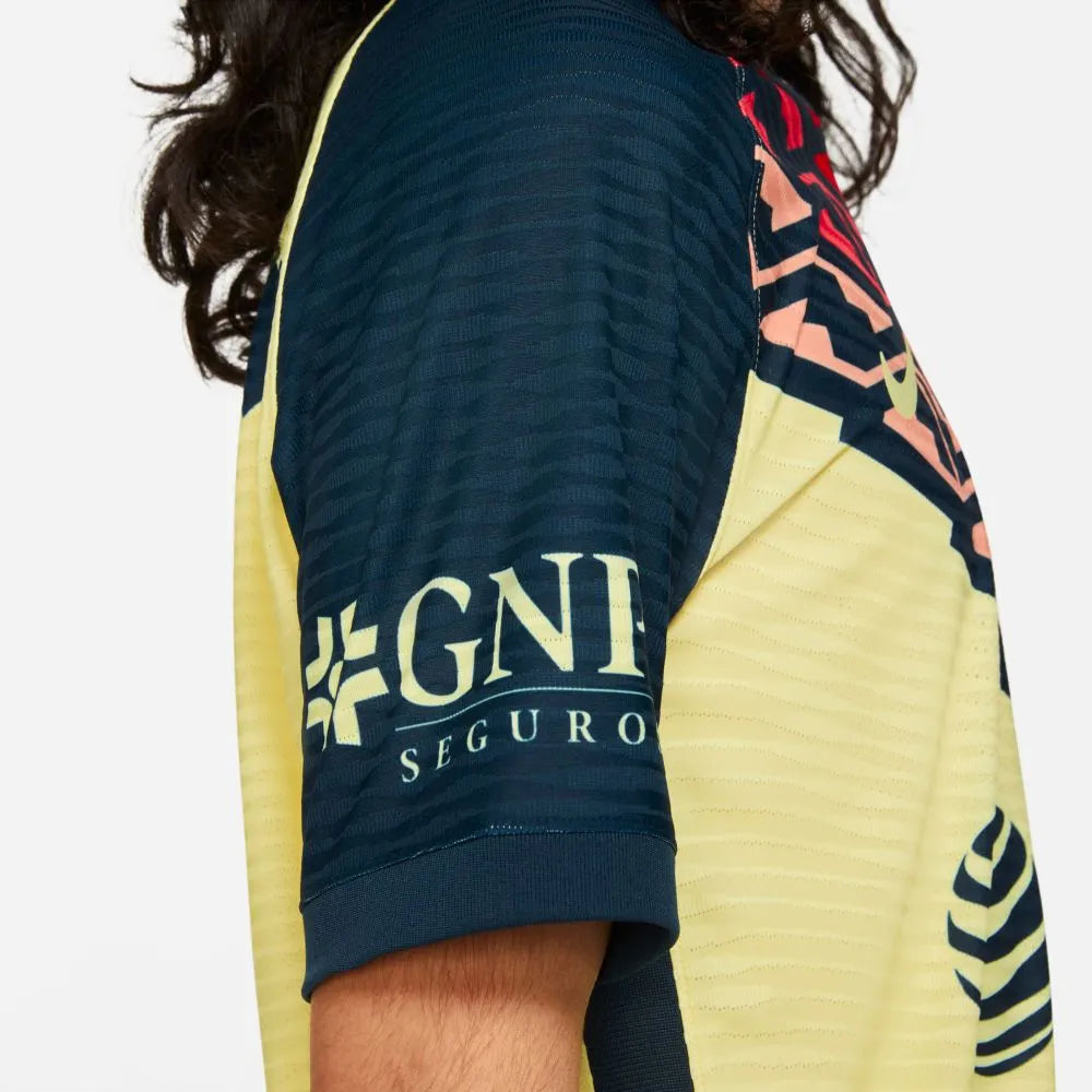 Nike 2021-22 Club America Home ADV Match Jersey - Yellow-Navy (Detail 3)
